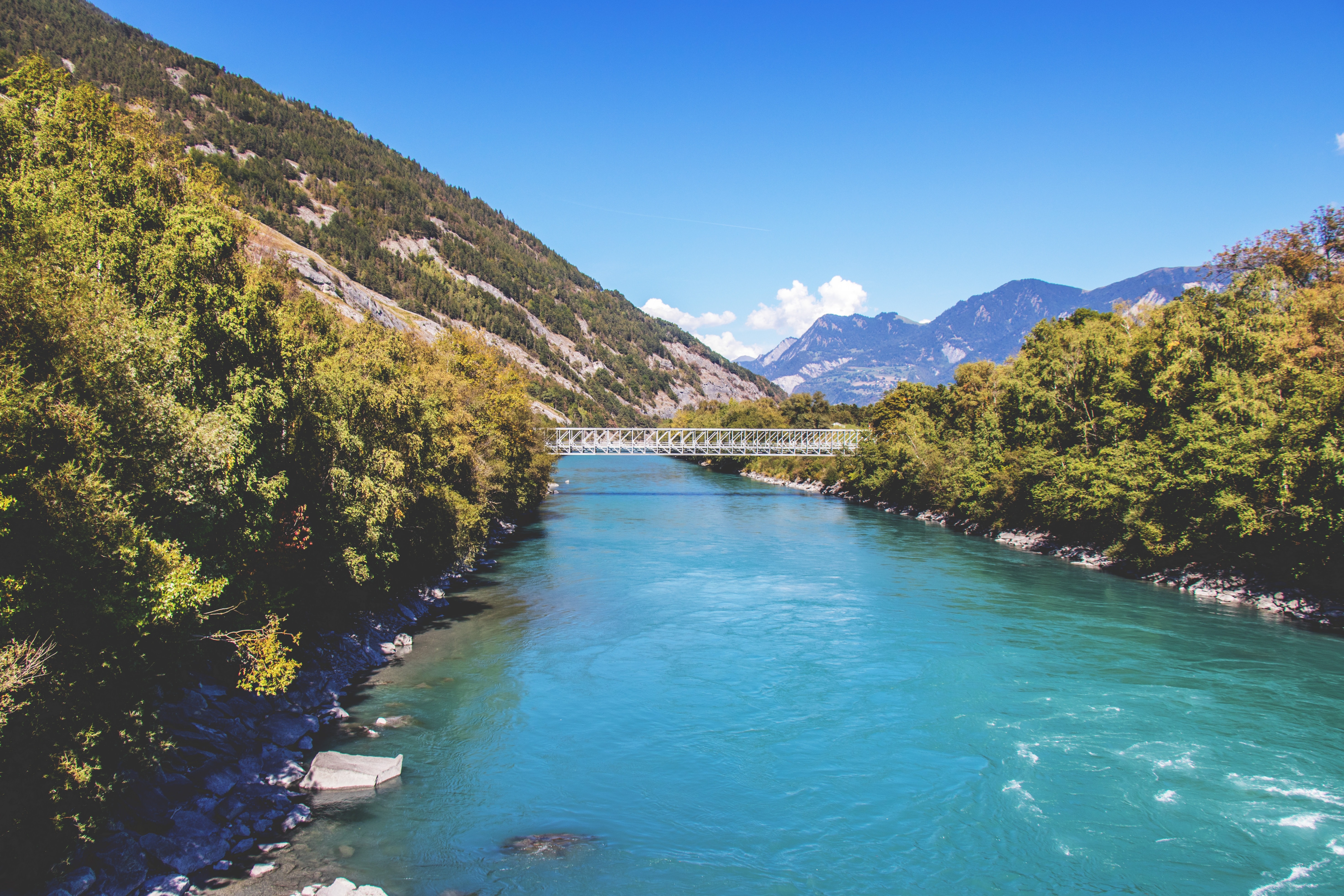 the river rhein in chur in switzerland