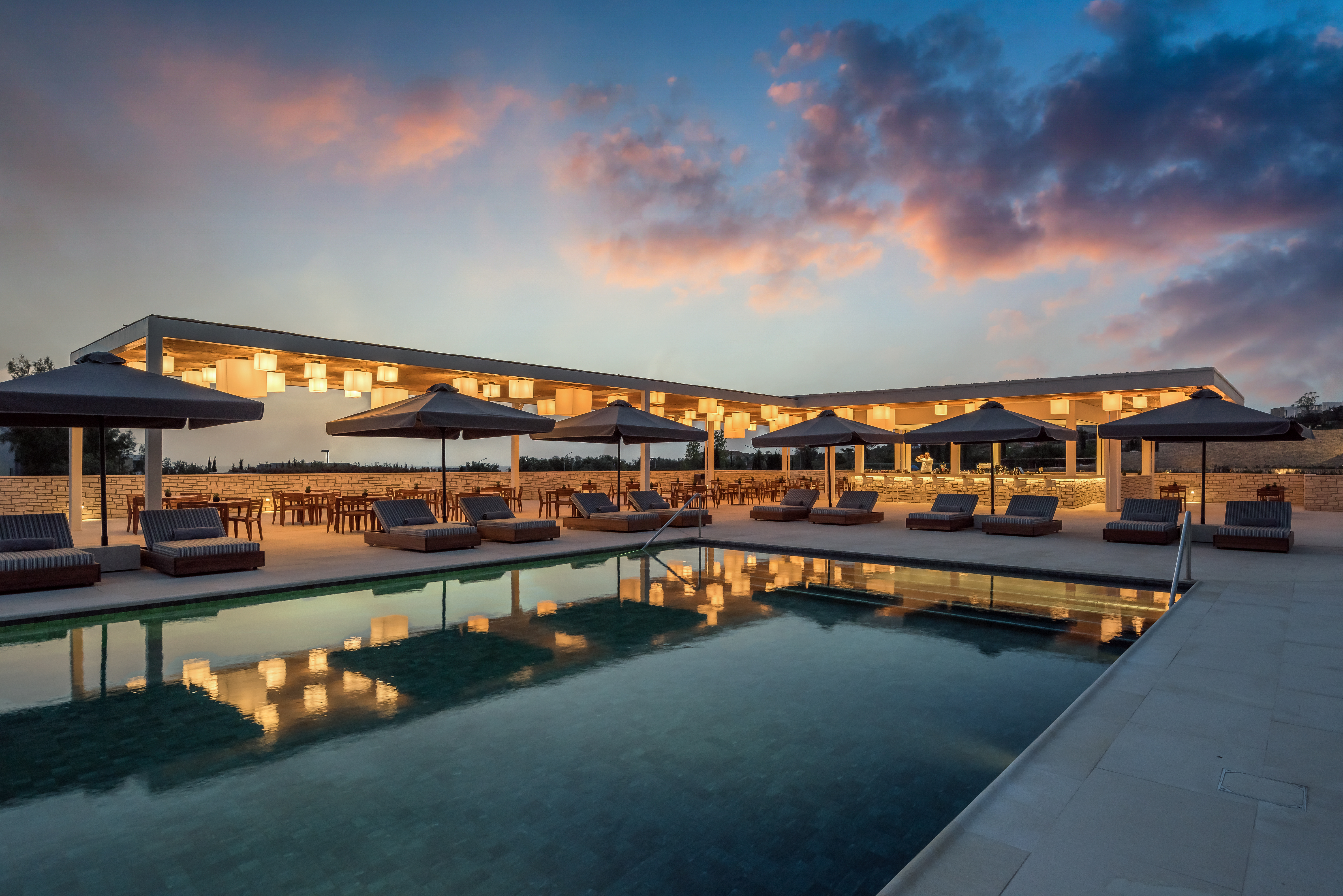 13 pool bar at dusk