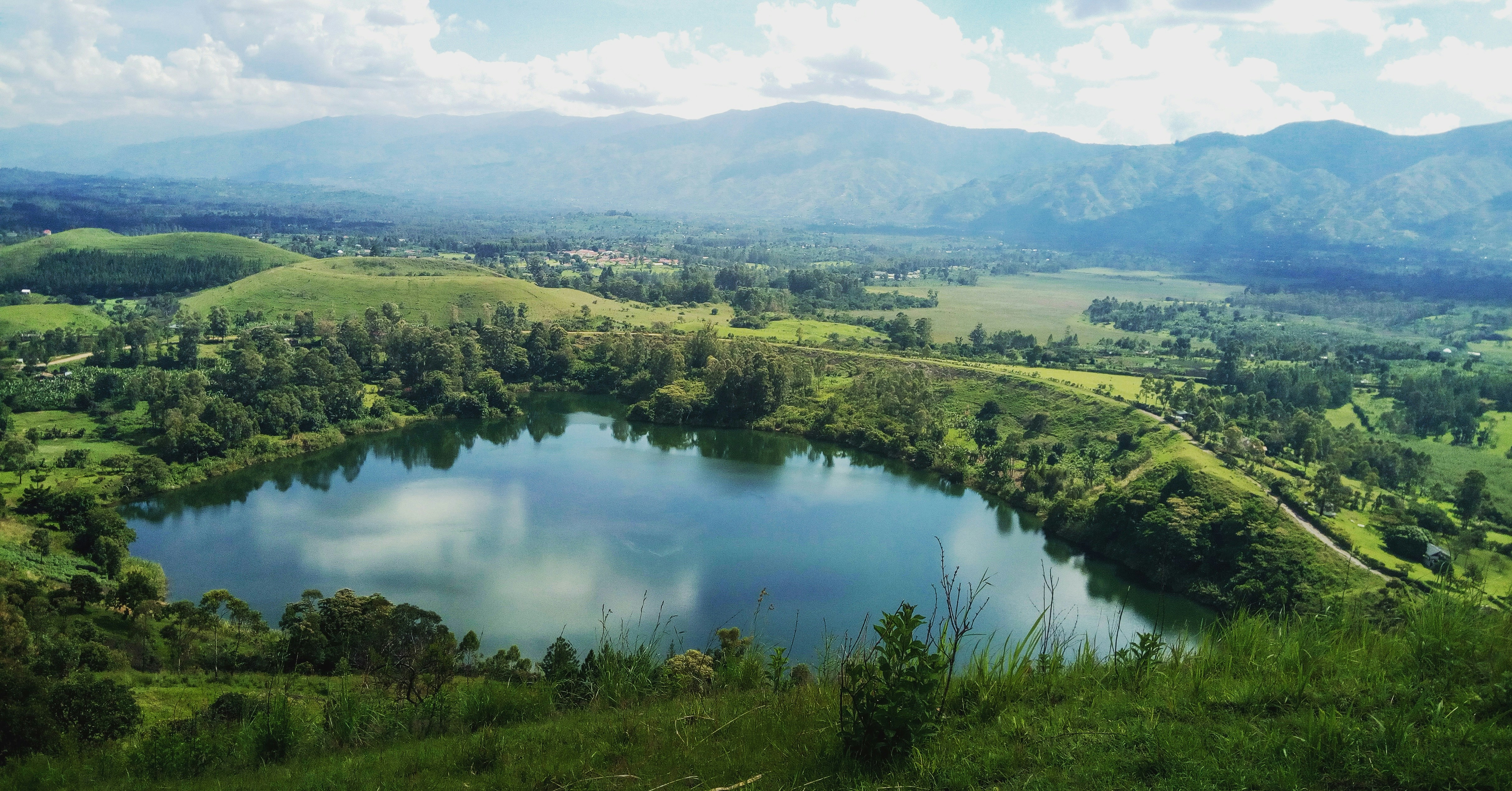 crater lake at the forest uganda