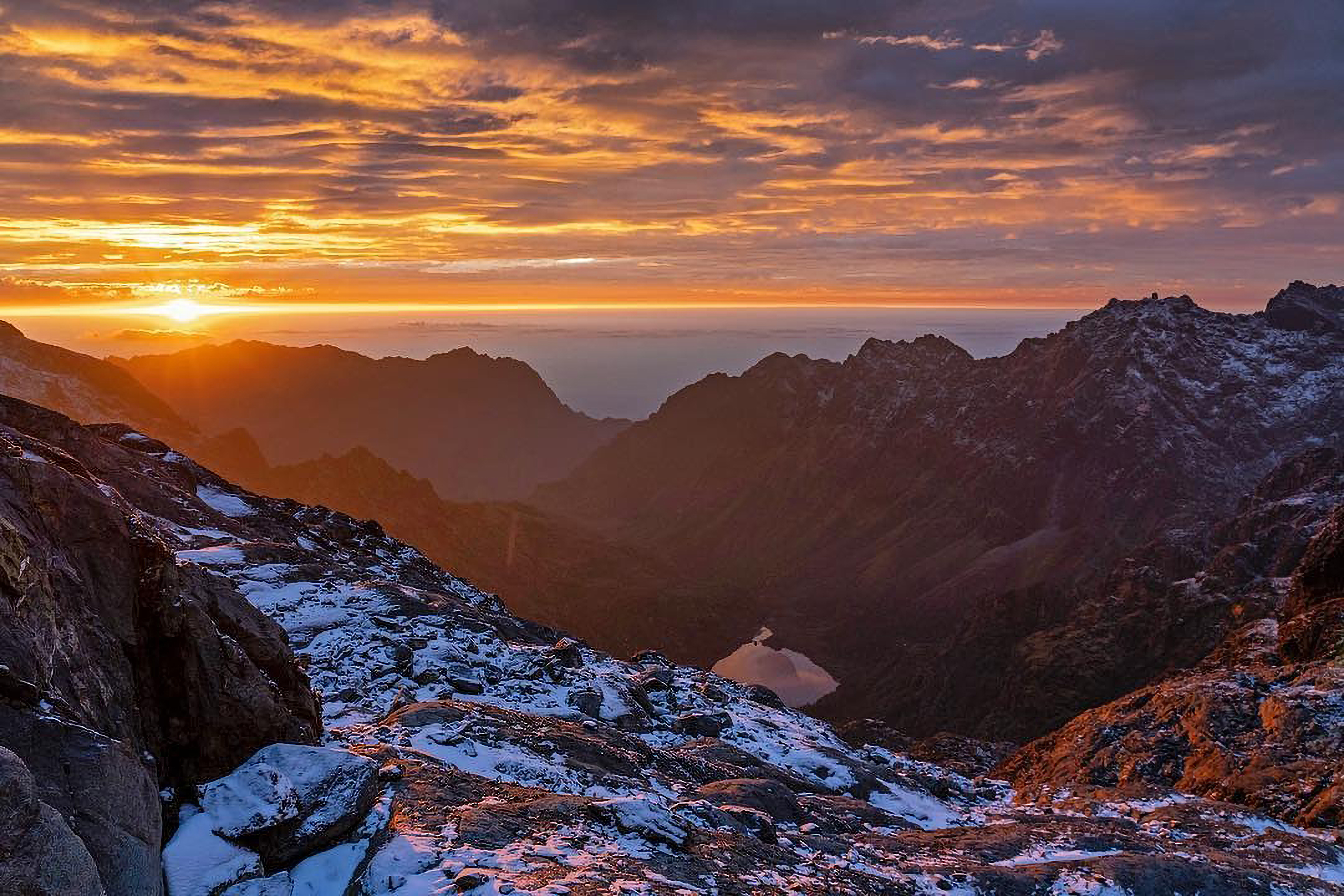 sunrise on the rwenzori mountain