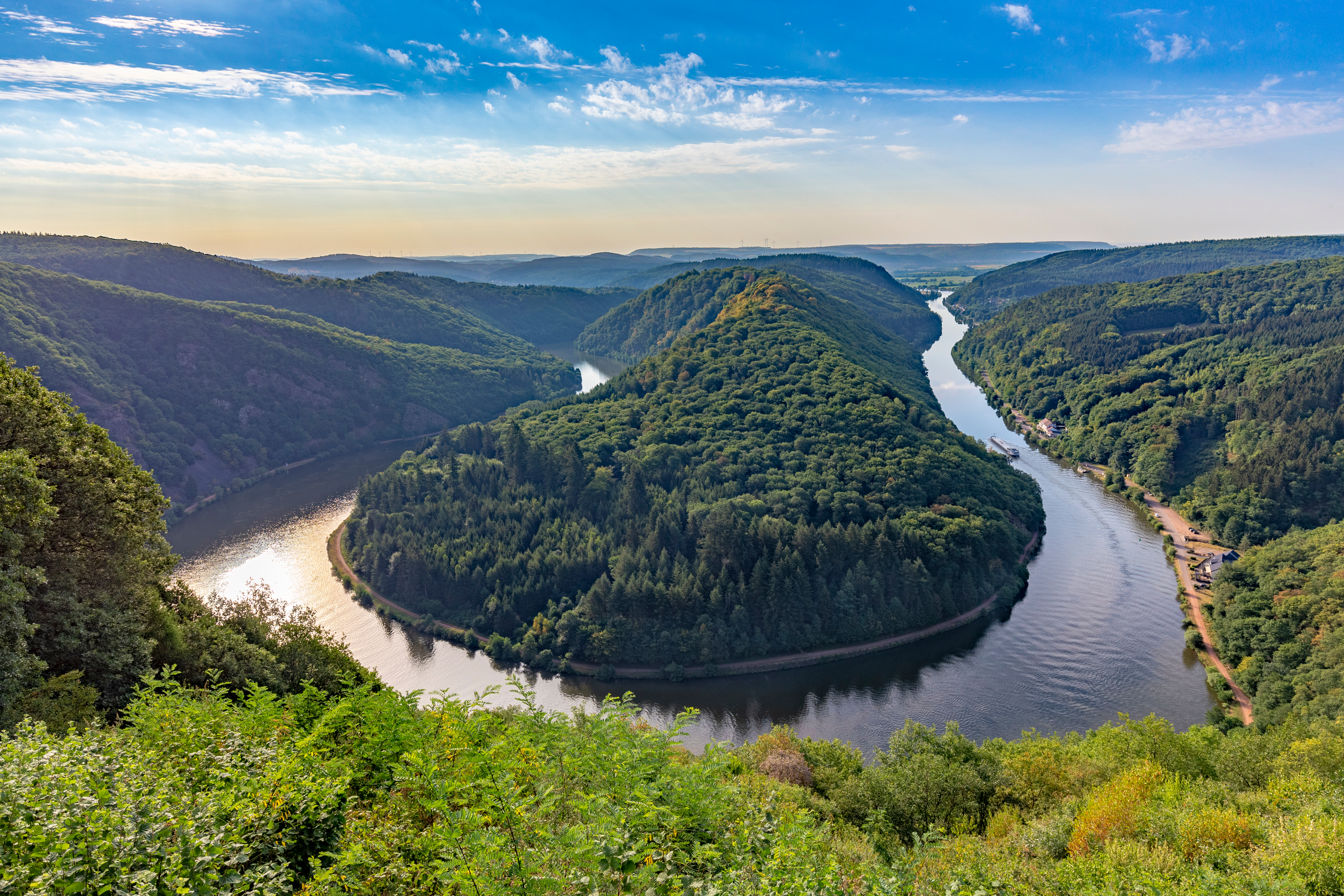 unique landscape and landmark of the saarland with a view to saar river bend in germany