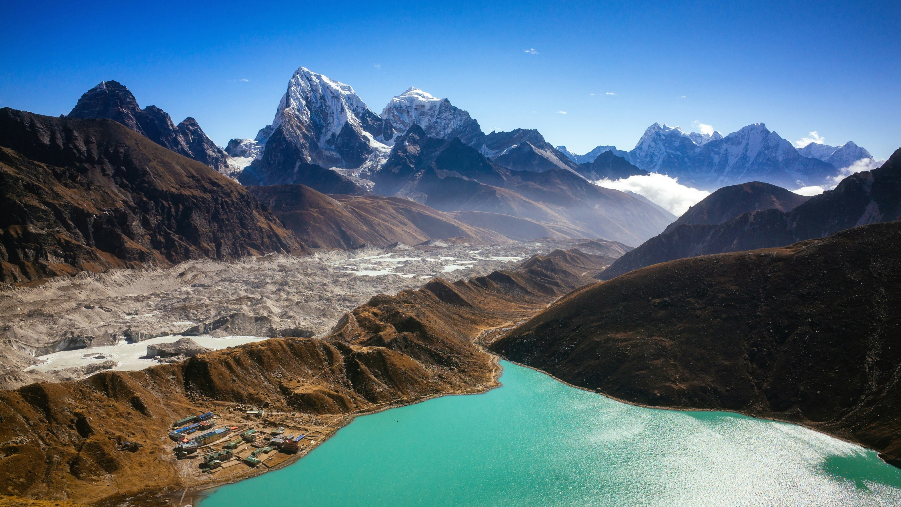the view from the slope of a relatively small mountain in the himalayas