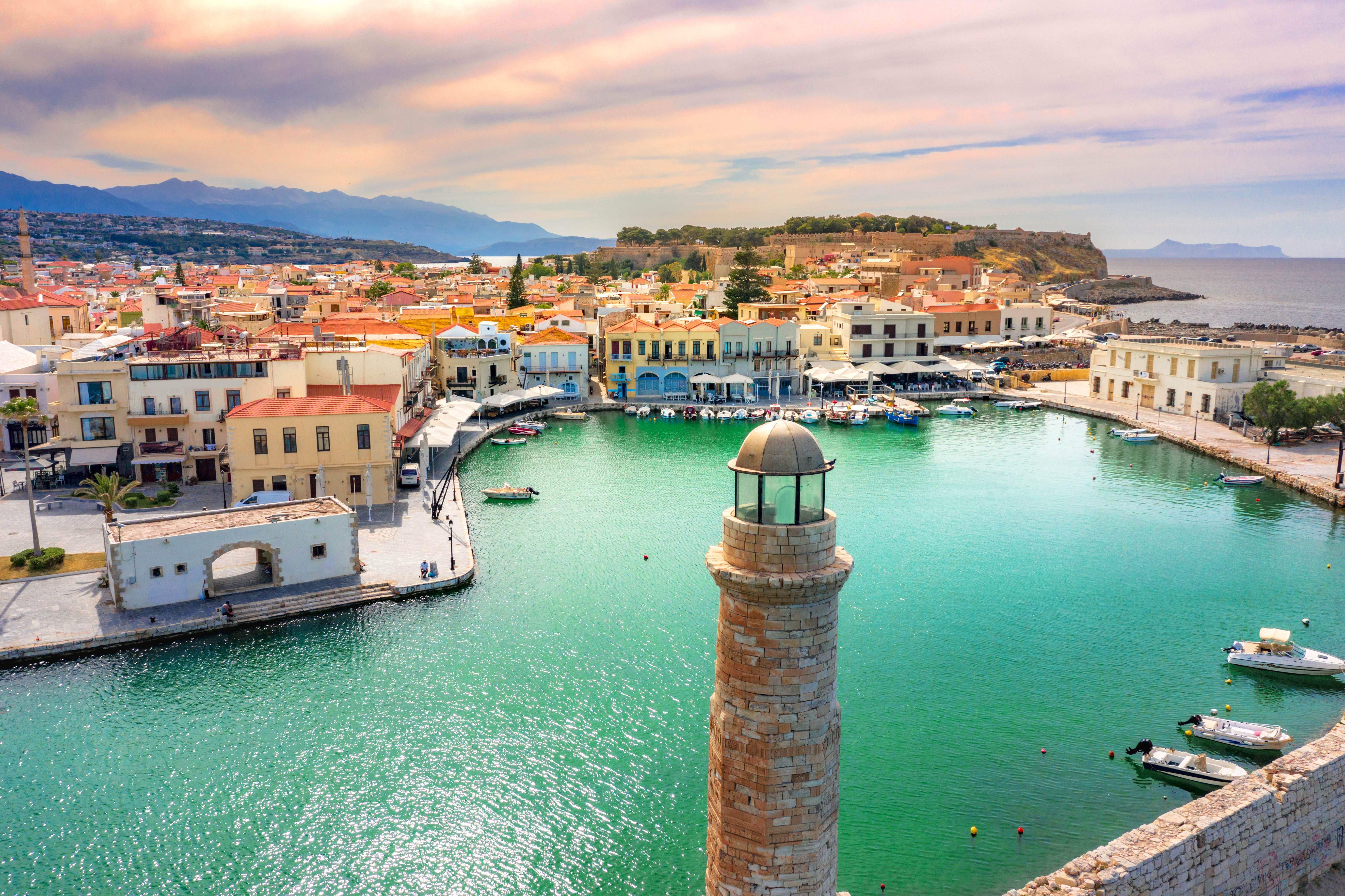 old venetian harbor of rethimno crete greece