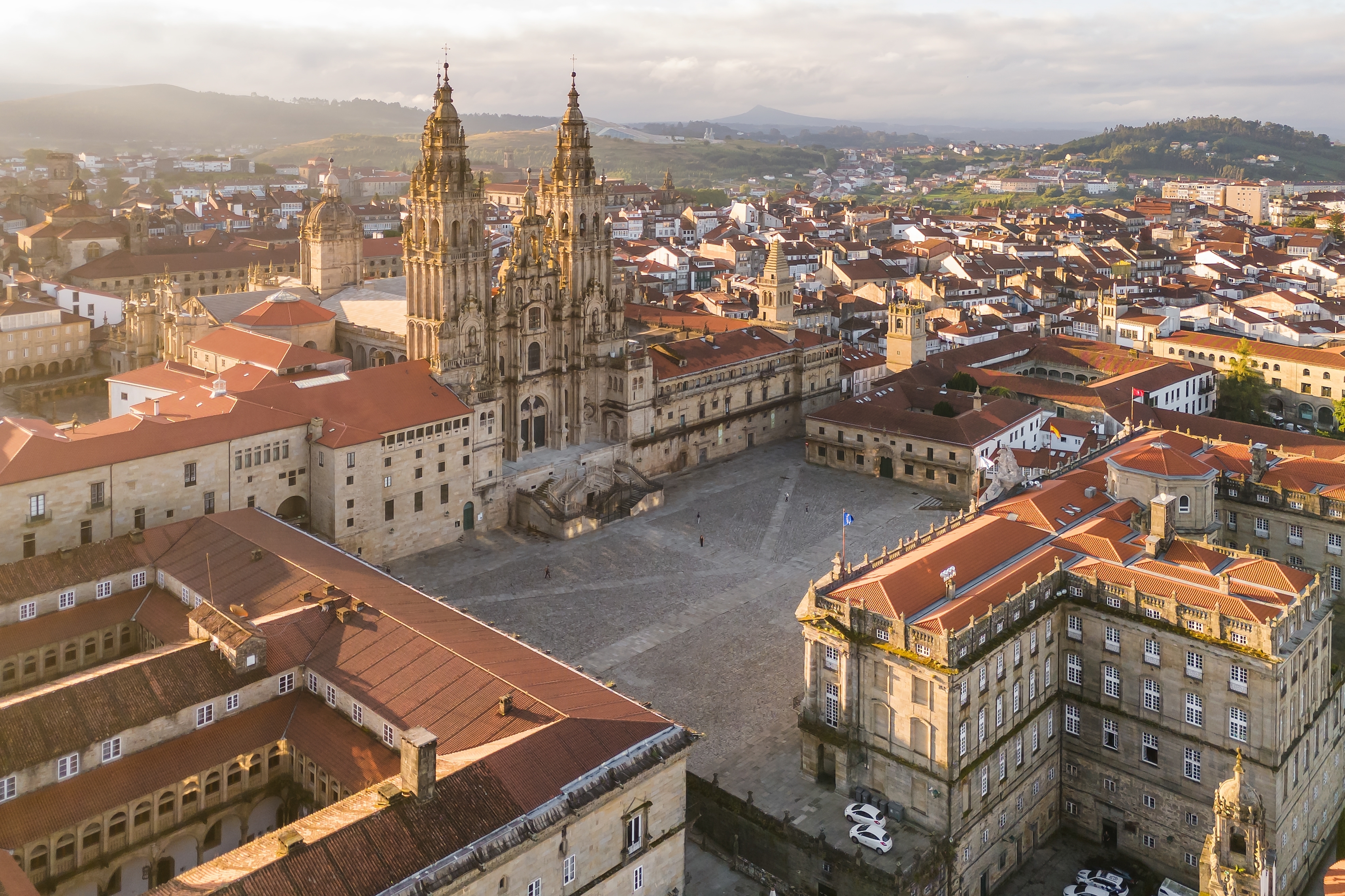 cathedral of santiago de compostela at sunrise in galicia northern spain